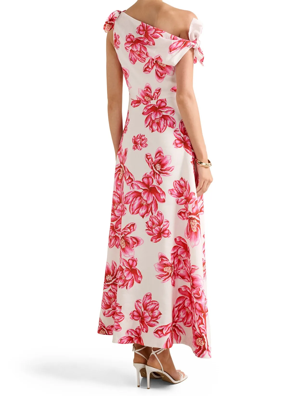 VINETTA ASYMMETRIC BOW MIDI DRESS