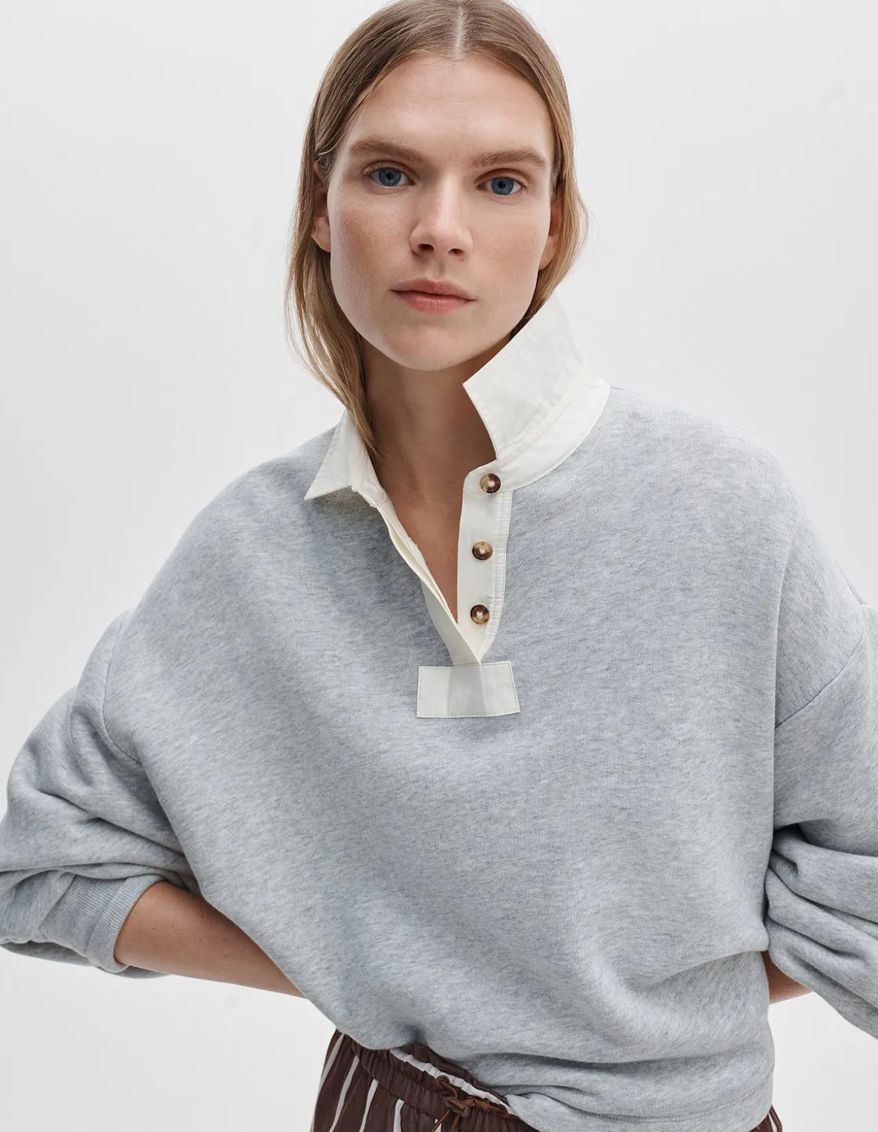 Vintage Terry Oversized Polo Sweatshirt
