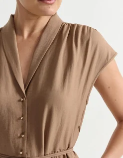 V NECK BELTED DRESS