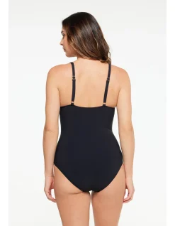 V Neck Binding One Piece Swimsuit