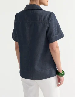 V-NECK DENIM TOP