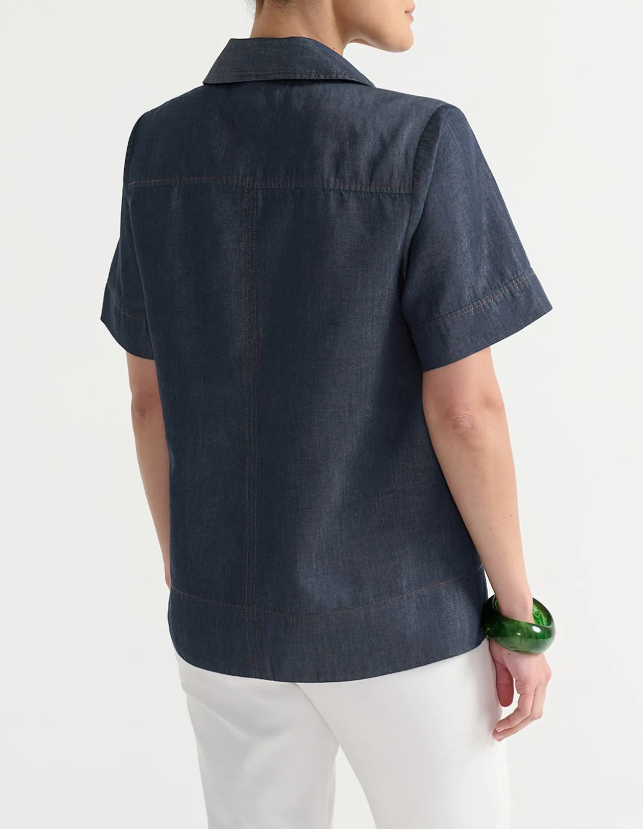 V-NECK DENIM TOP