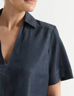 V-NECK DENIM TOP