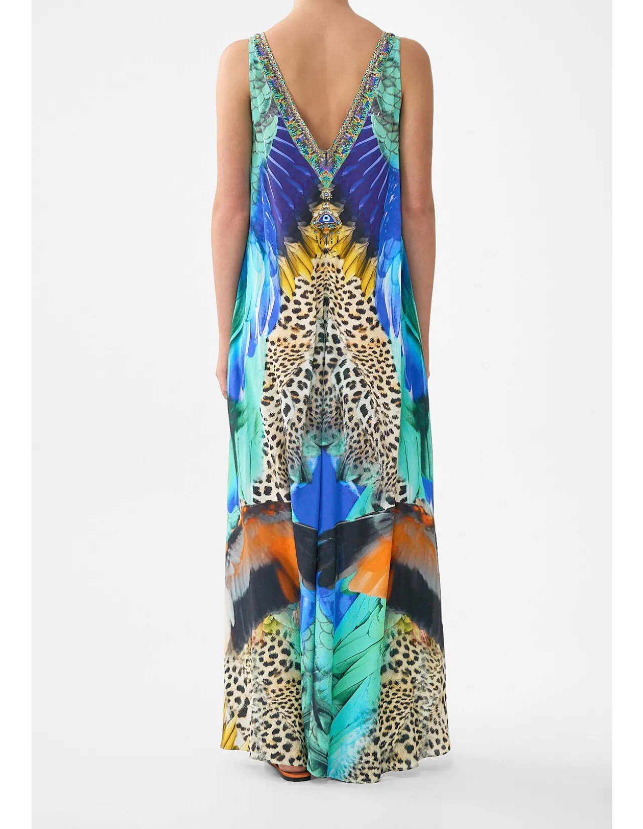 V NECK FLARED JUMPSUIT