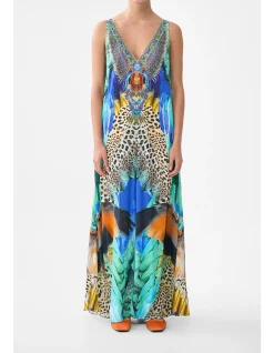V NECK FLARED JUMPSUIT