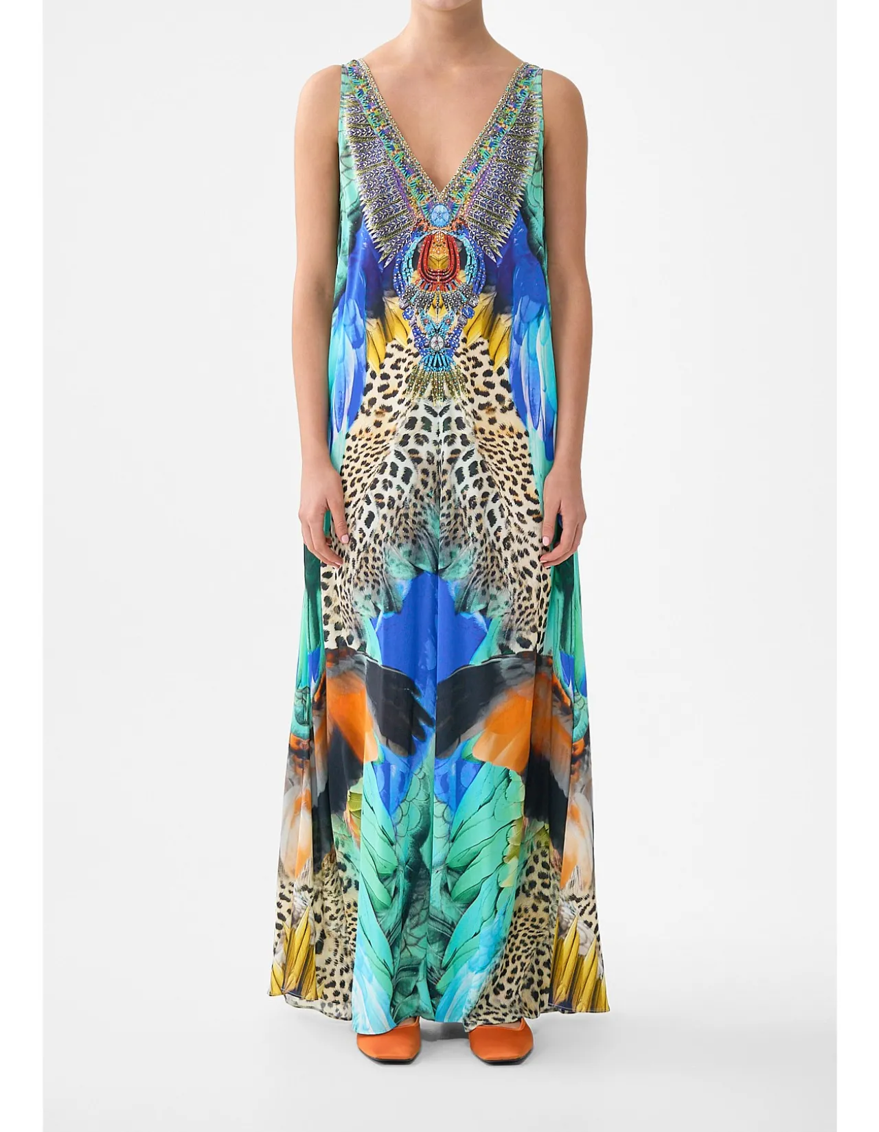 V NECK FLARED JUMPSUIT