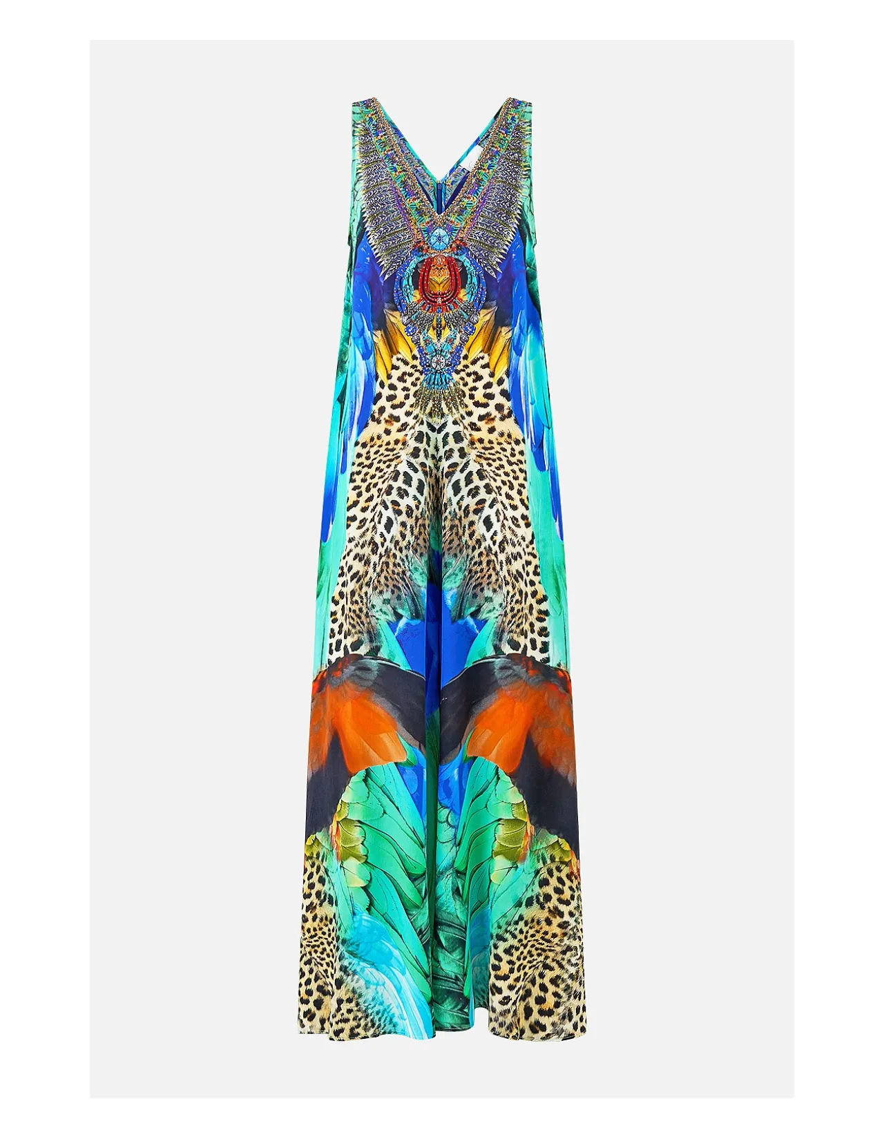 V NECK FLARED JUMPSUIT