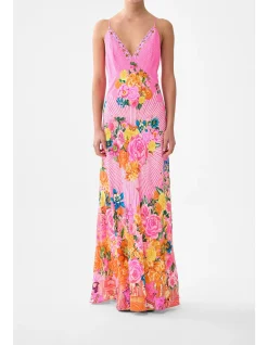 V-NECK FULL LENGTH BIAS SLIP DRESS