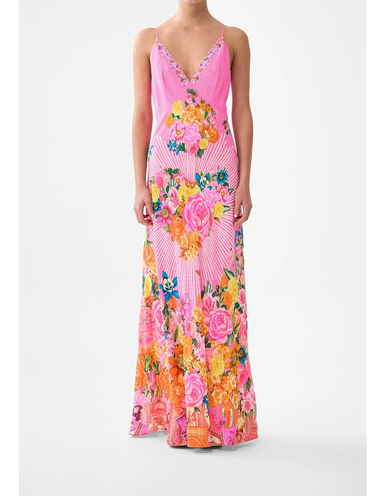 V-NECK FULL LENGTH BIAS SLIP DRESS