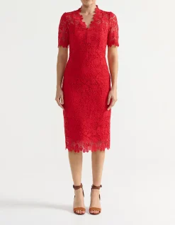 V NECK LACE DRESS