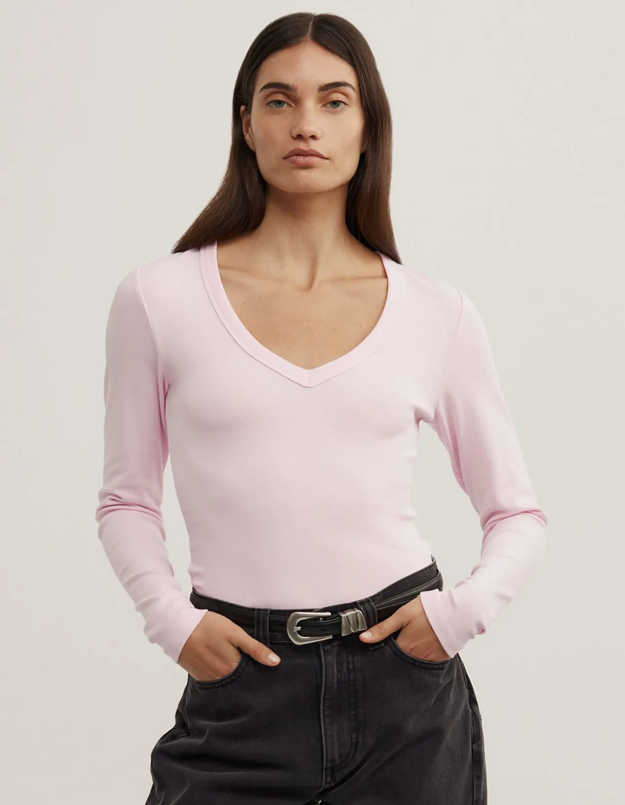 V-Neck Long Sleeve Top