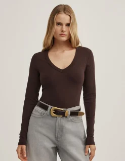 V-Neck Long Sleeve Top