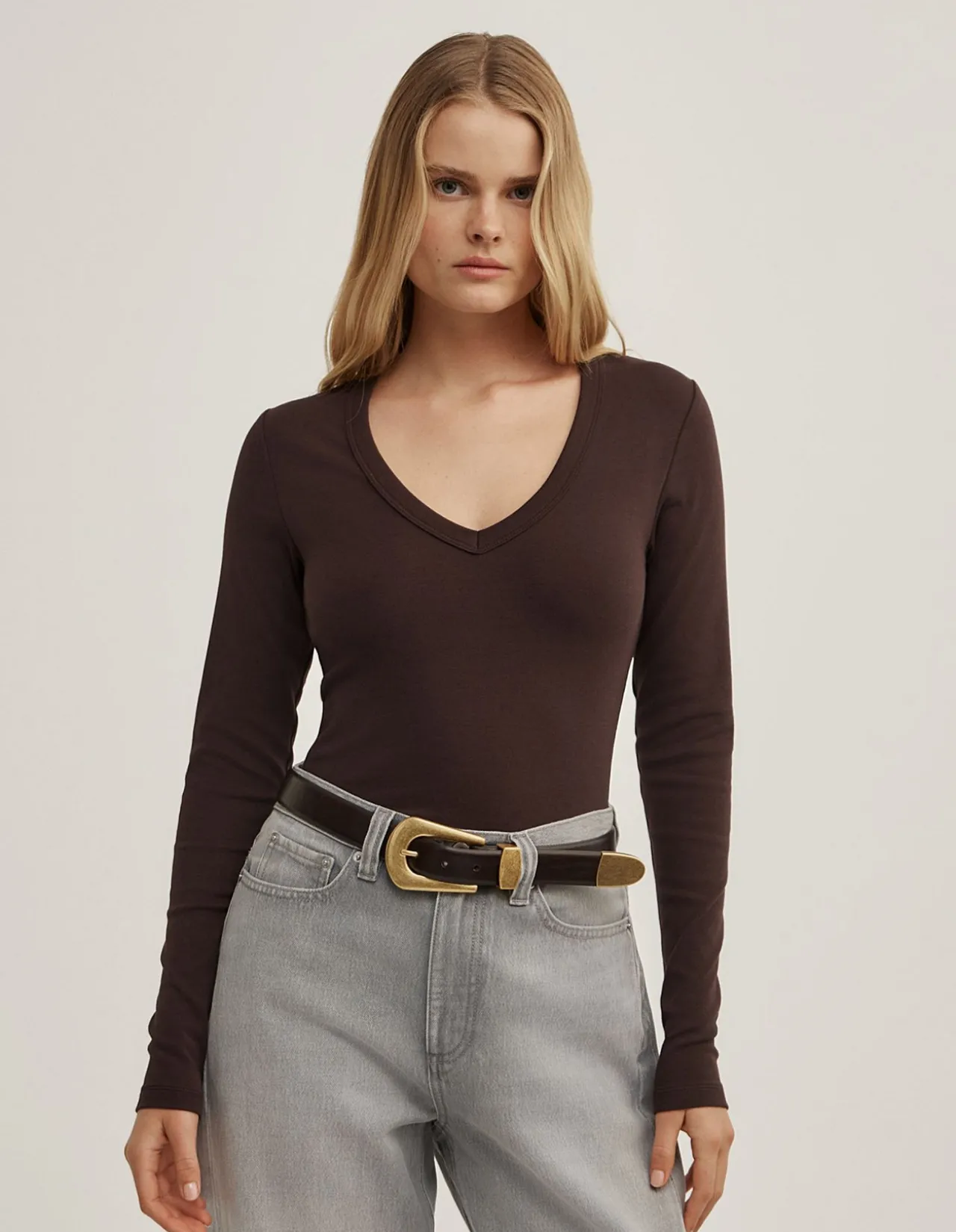 V-Neck Long Sleeve Top