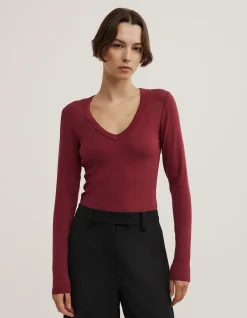 V-Neck Long Sleeve Top