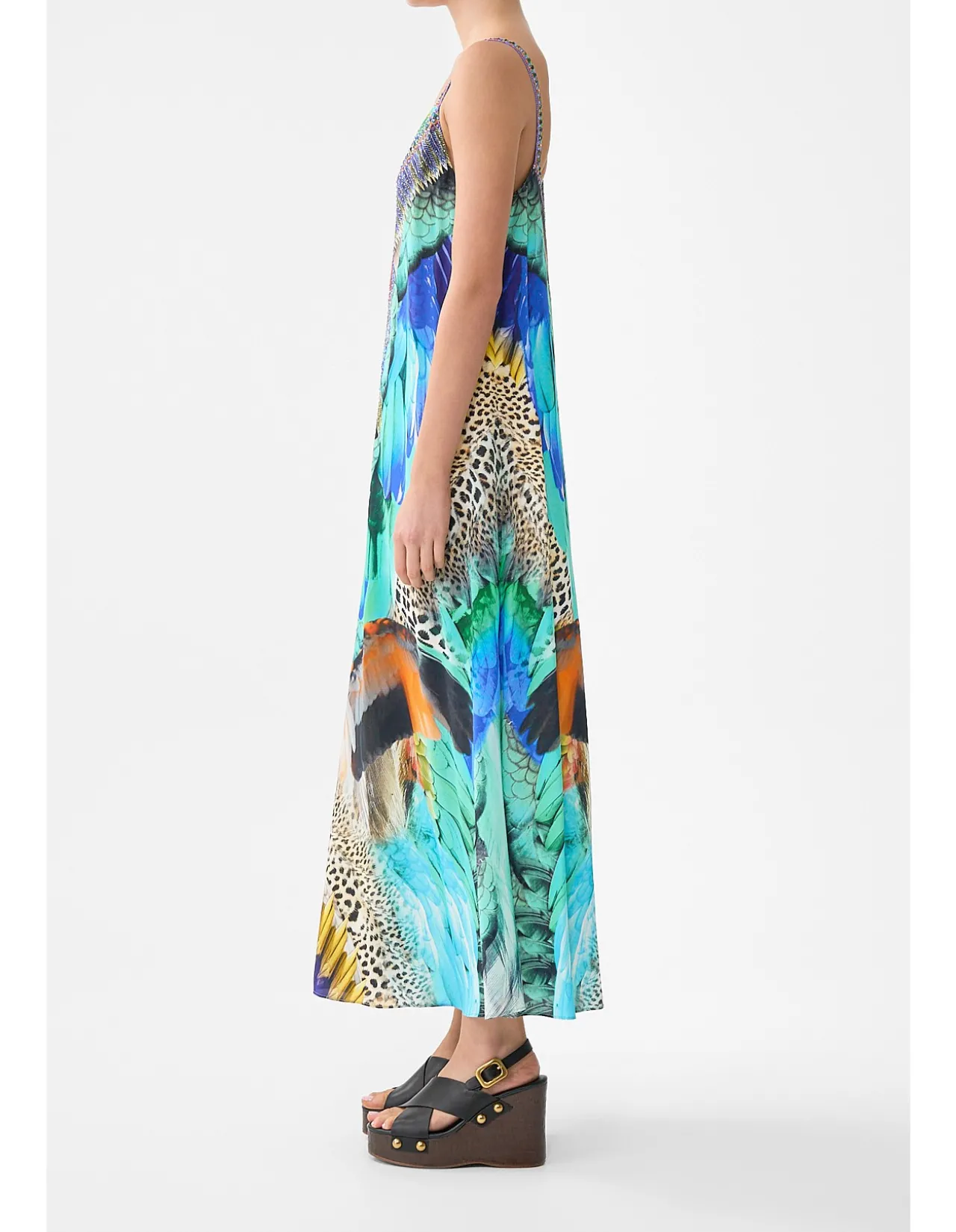 V NECK MIDI SLIP DRESS