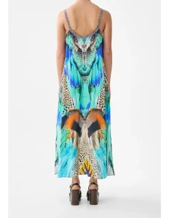 V NECK MIDI SLIP DRESS