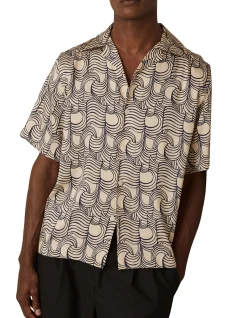 WAVE PRINTED CUBAN SHIRT