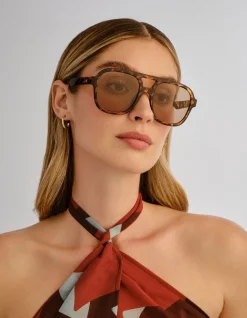 WHIRLPOOL CHOCOLATE TORT AVIATOR SUNGLASSES