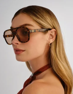 WHIRLPOOL CHOCOLATE TORT AVIATOR SUNGLASSES