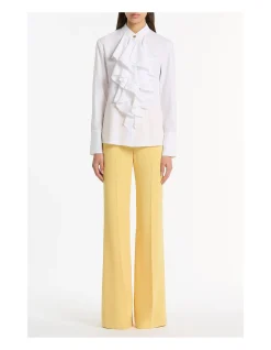 WHITE COTTON FRILL FRONT SHIRT