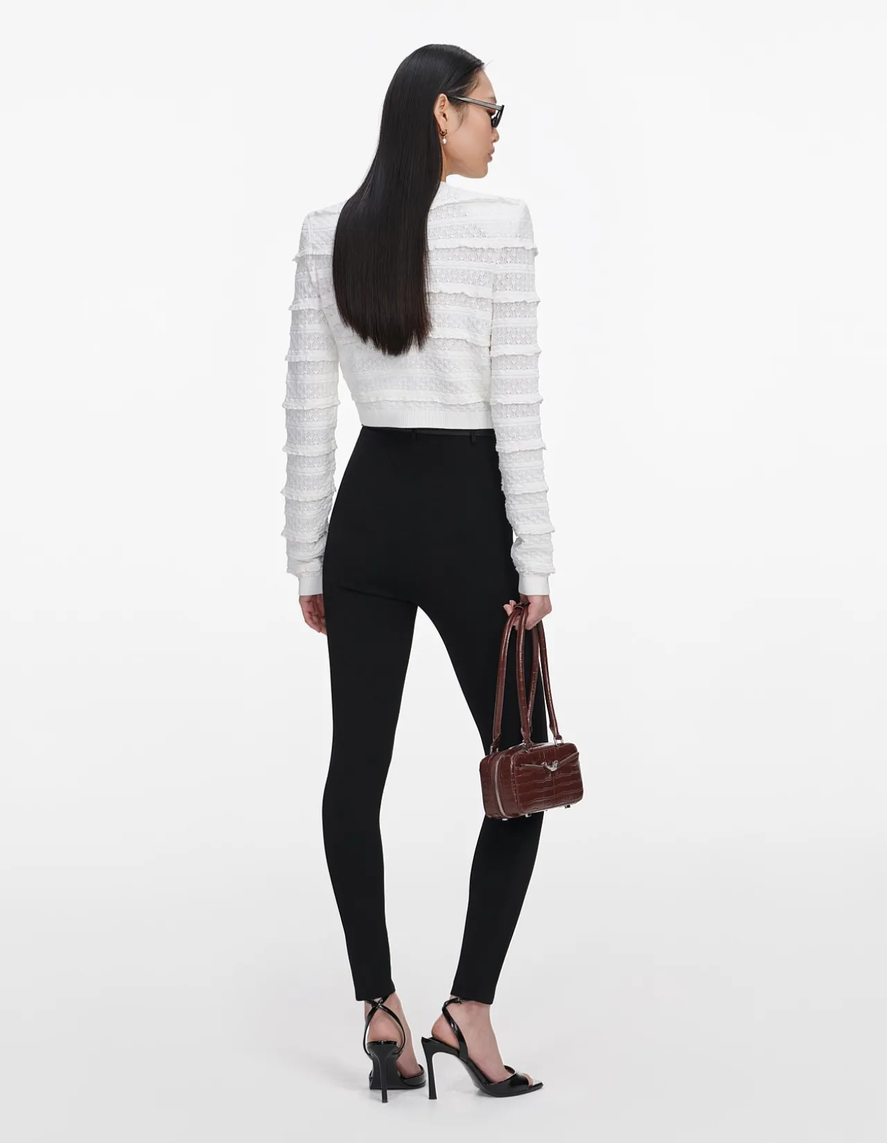 WHITE POINTELLE DIAMANTE CARDIGAN