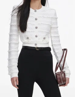 WHITE POINTELLE DIAMANTE CARDIGAN