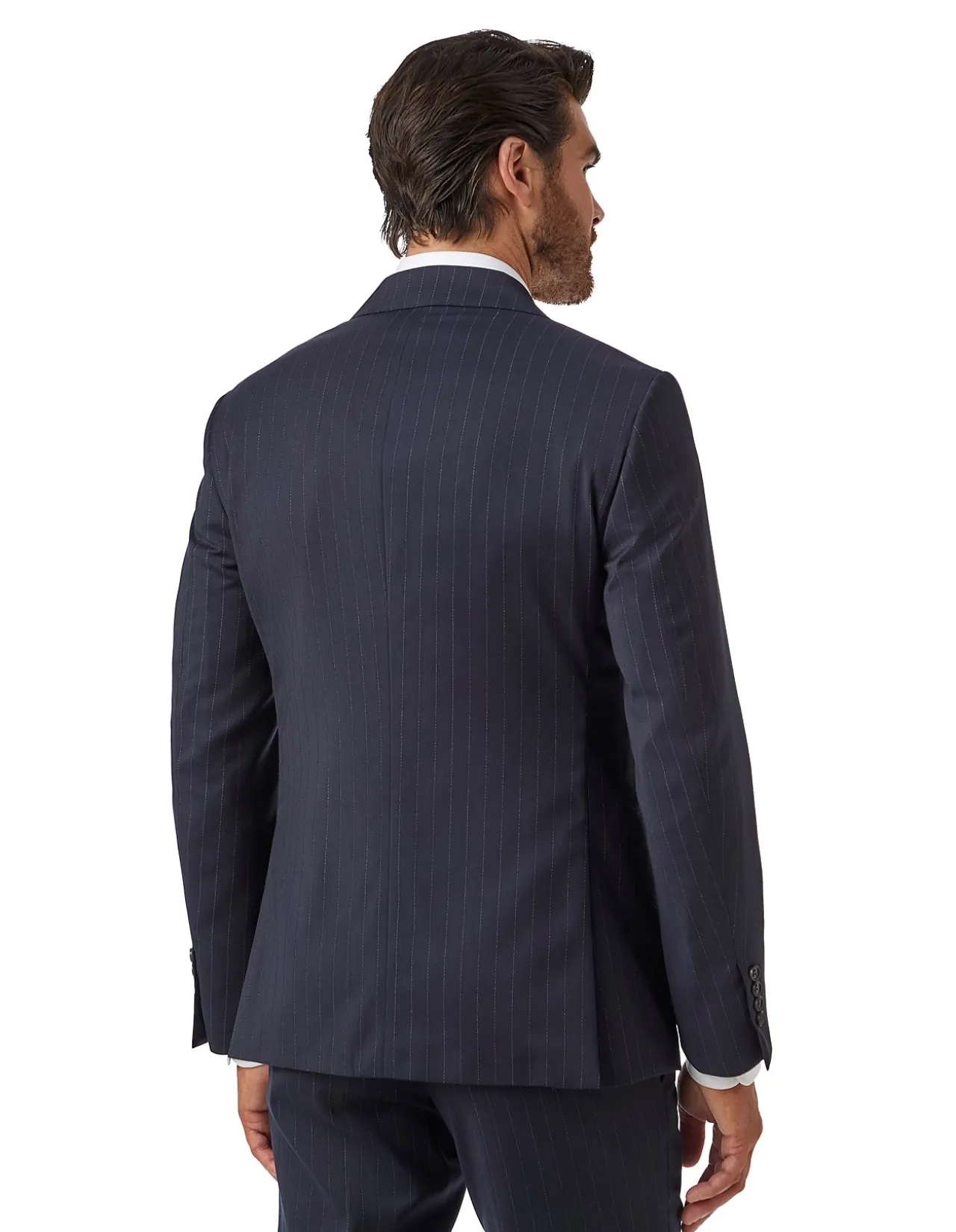 WIDE PINSTRIPE PEAK LAPEL SUIT JACKET