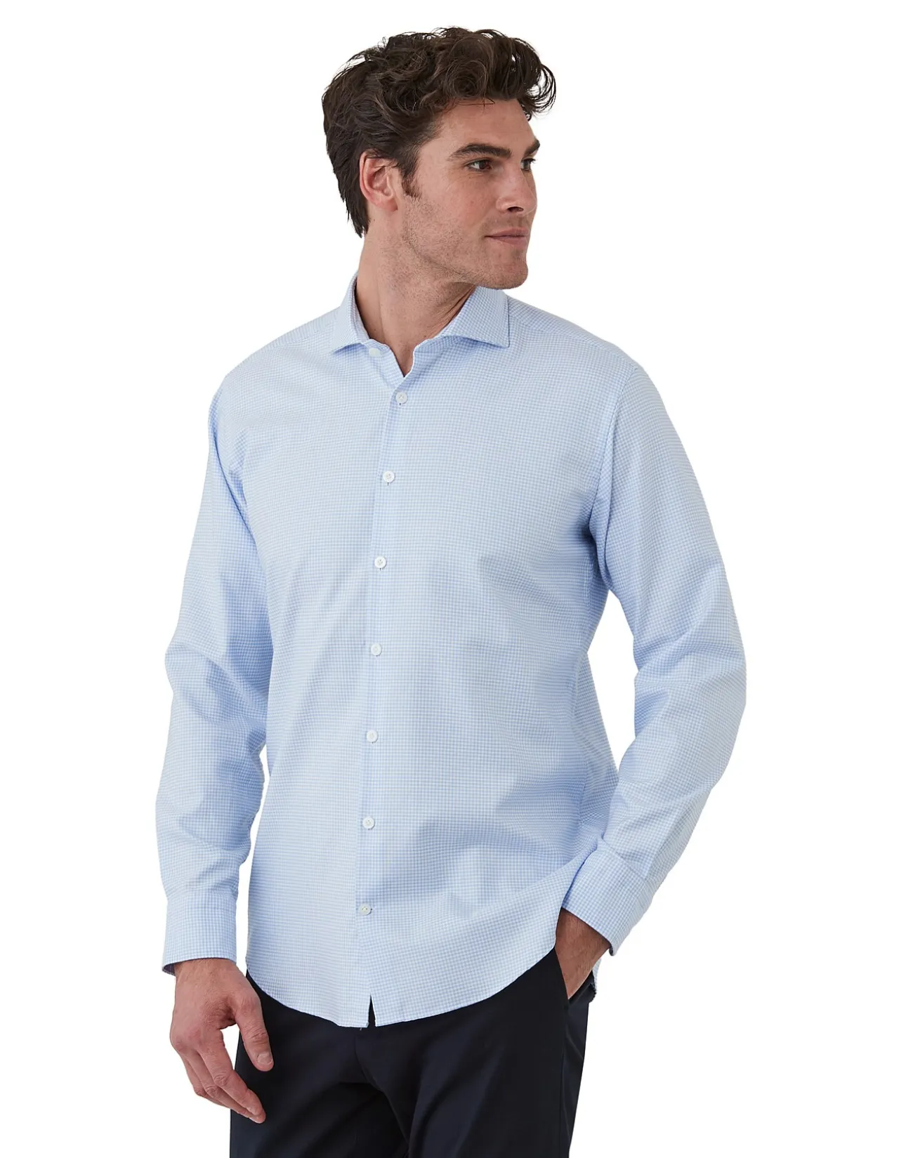 WINTON LIGHT BLUE SMALL CHECK SHIRT