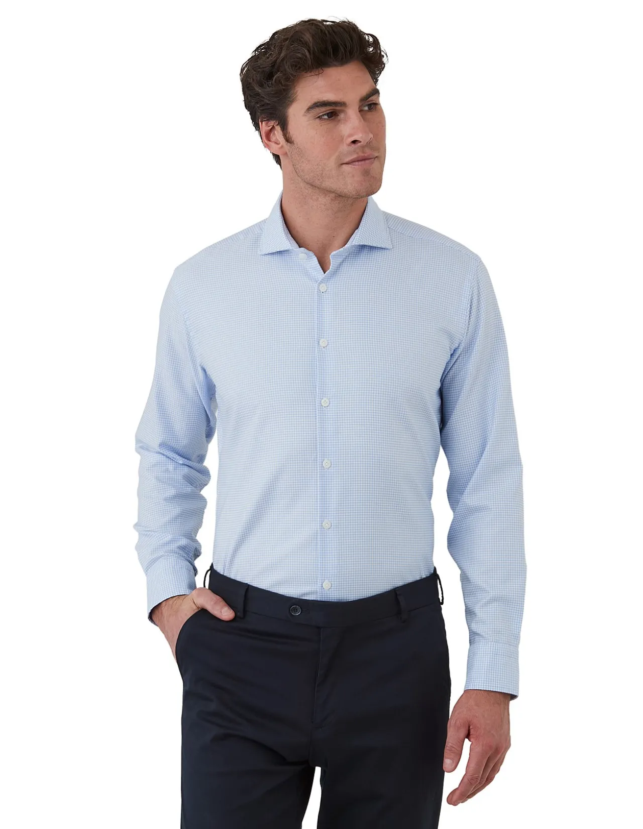 WINTON LIGHT BLUE SMALL CHECK SHIRT