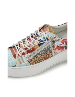 Wolfie Collage Print Platform Trainers