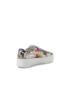 Wolfie Collage Print Platform Trainers