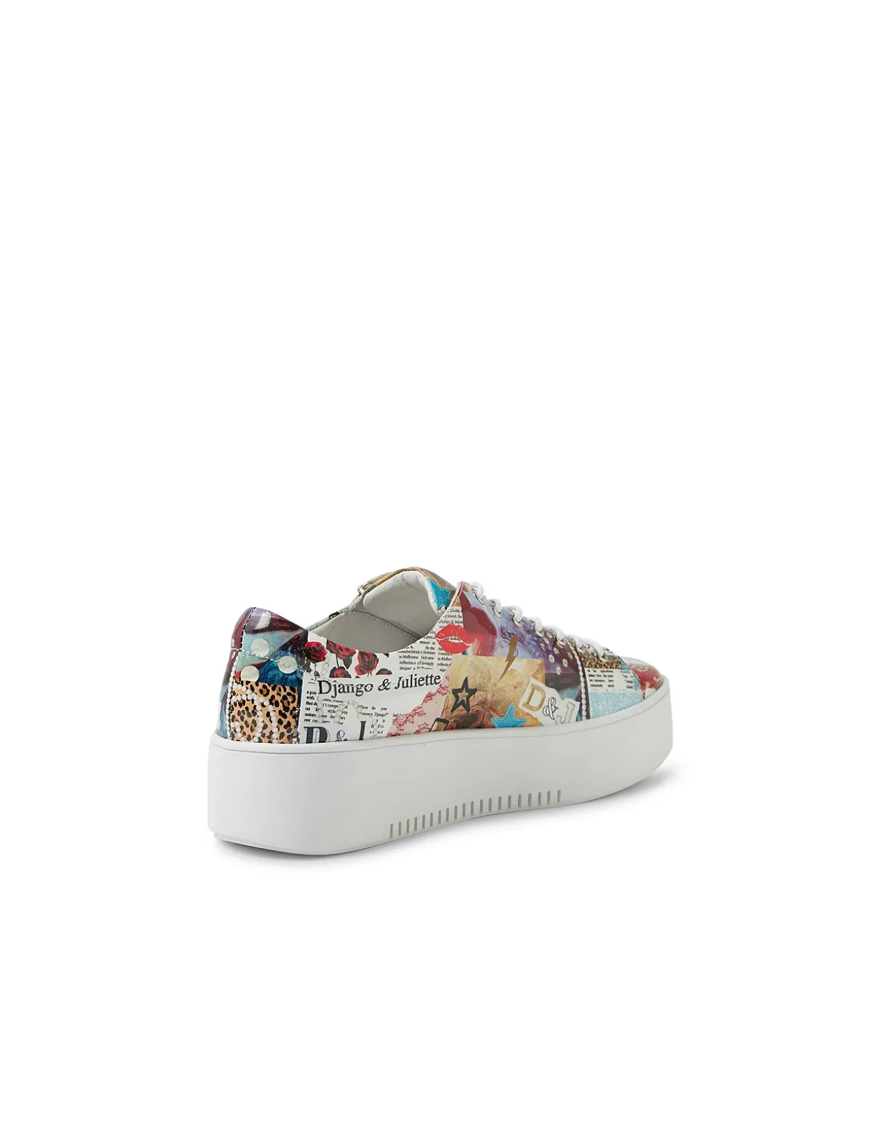 Wolfie Collage Print Platform Trainers
