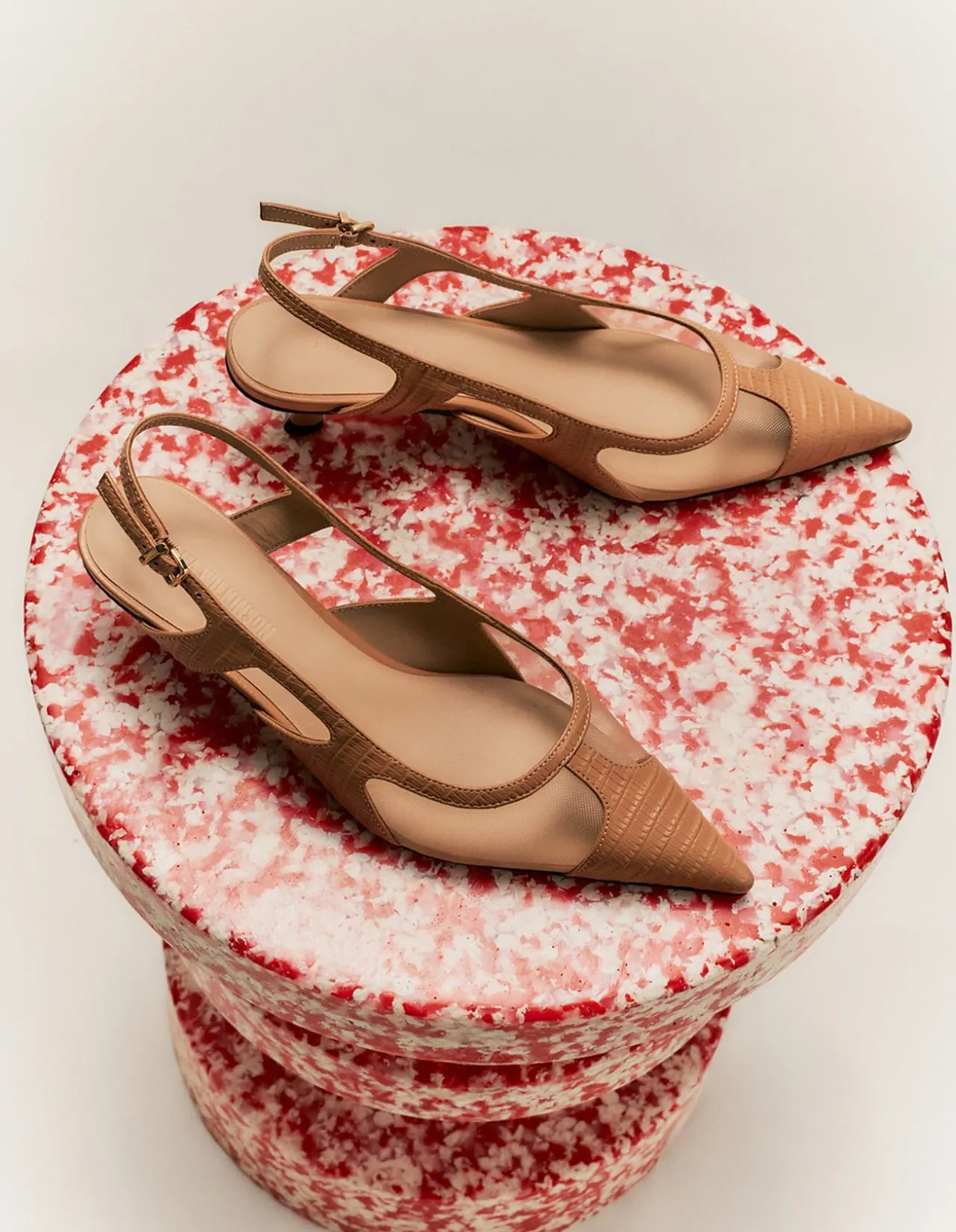 Women's Jamie Croc-Embossed Leather & Mesh Slingback Pump