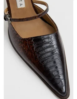 Women's Shari Brown Snake Straps Mules