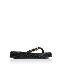 WOMEN'S Josie Croc-Embossed Leather Thong Platform SANDAL