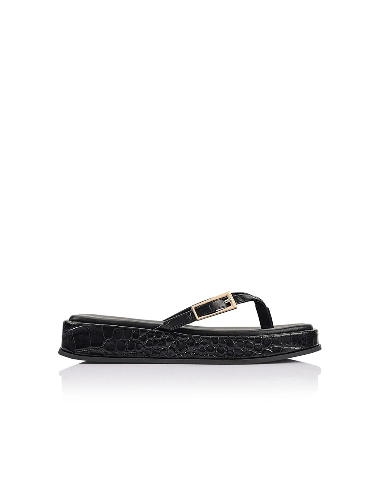 WOMEN'S Josie Croc-Embossed Leather Thong Platform SANDAL
