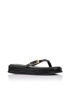 WOMEN'S Josie Croc-Embossed Leather Thong Platform SANDAL