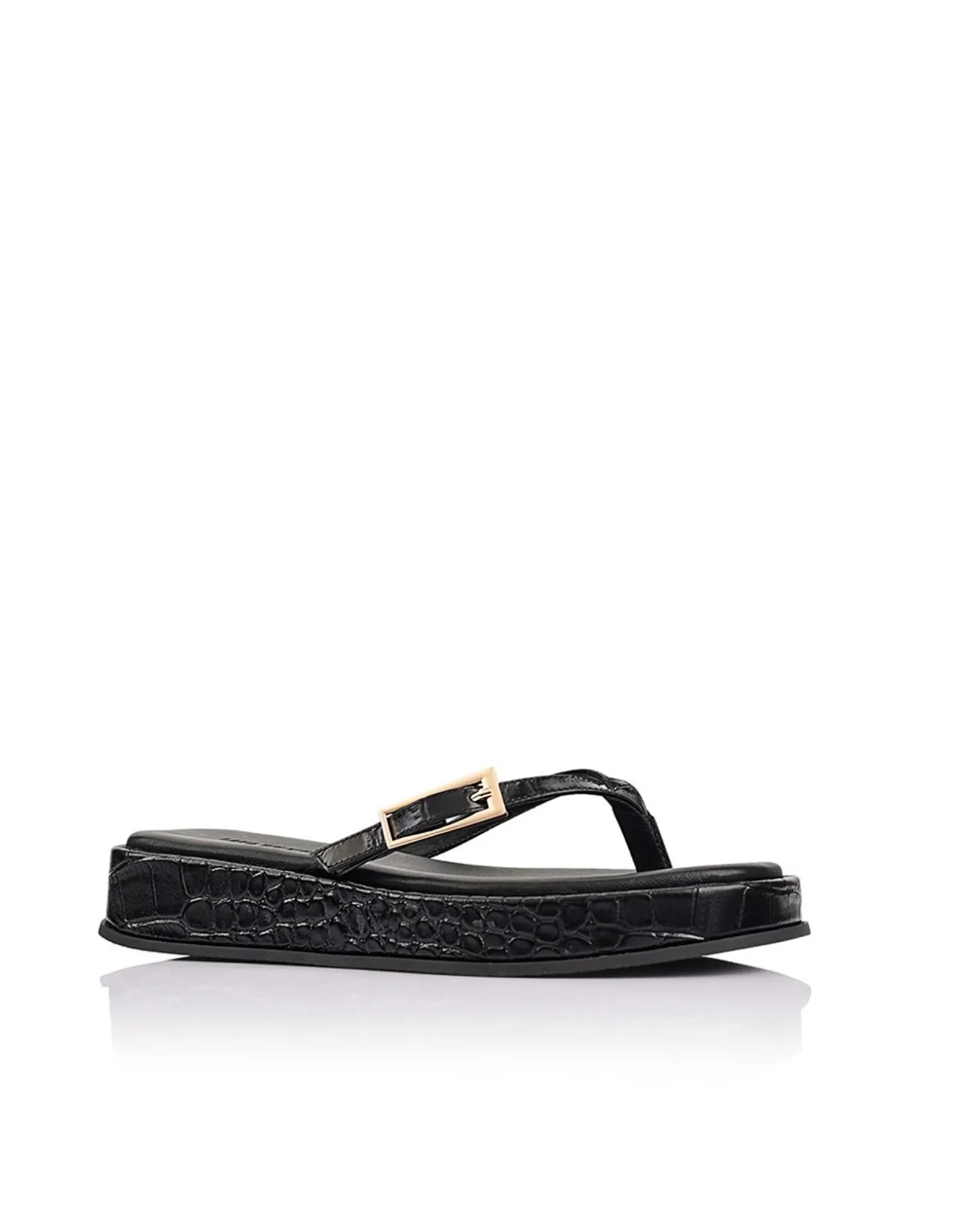 WOMEN'S Josie Croc-Embossed Leather Thong Platform SANDAL
