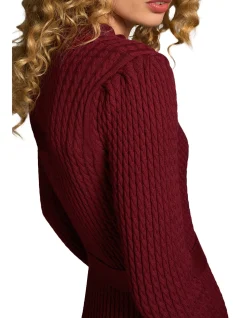 Wool Cable Knit Dress - Claret