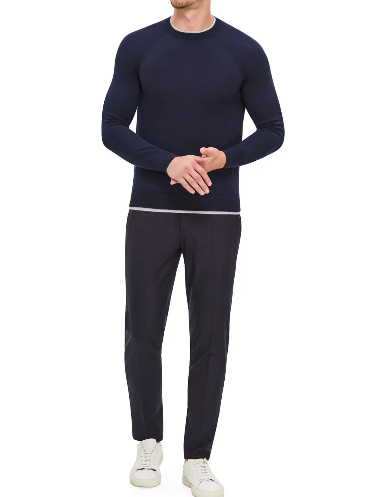WOOL CREW NECK WITH RAGLAN SLEEVES KNITTED JUMPER