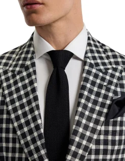WOOL SILK LINEN CHECK BLAZER