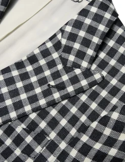 WOOL SILK LINEN CHECK BLAZER