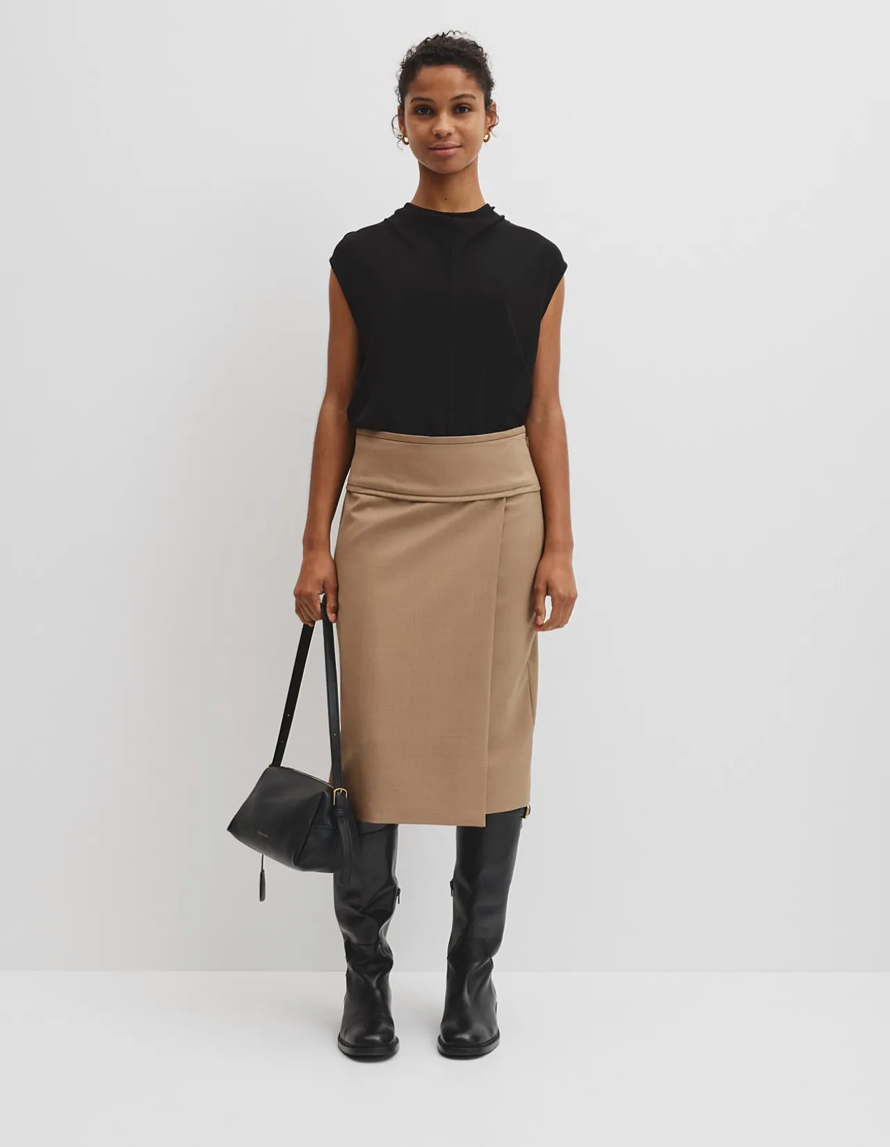 Wool Blend Wrap Skirt