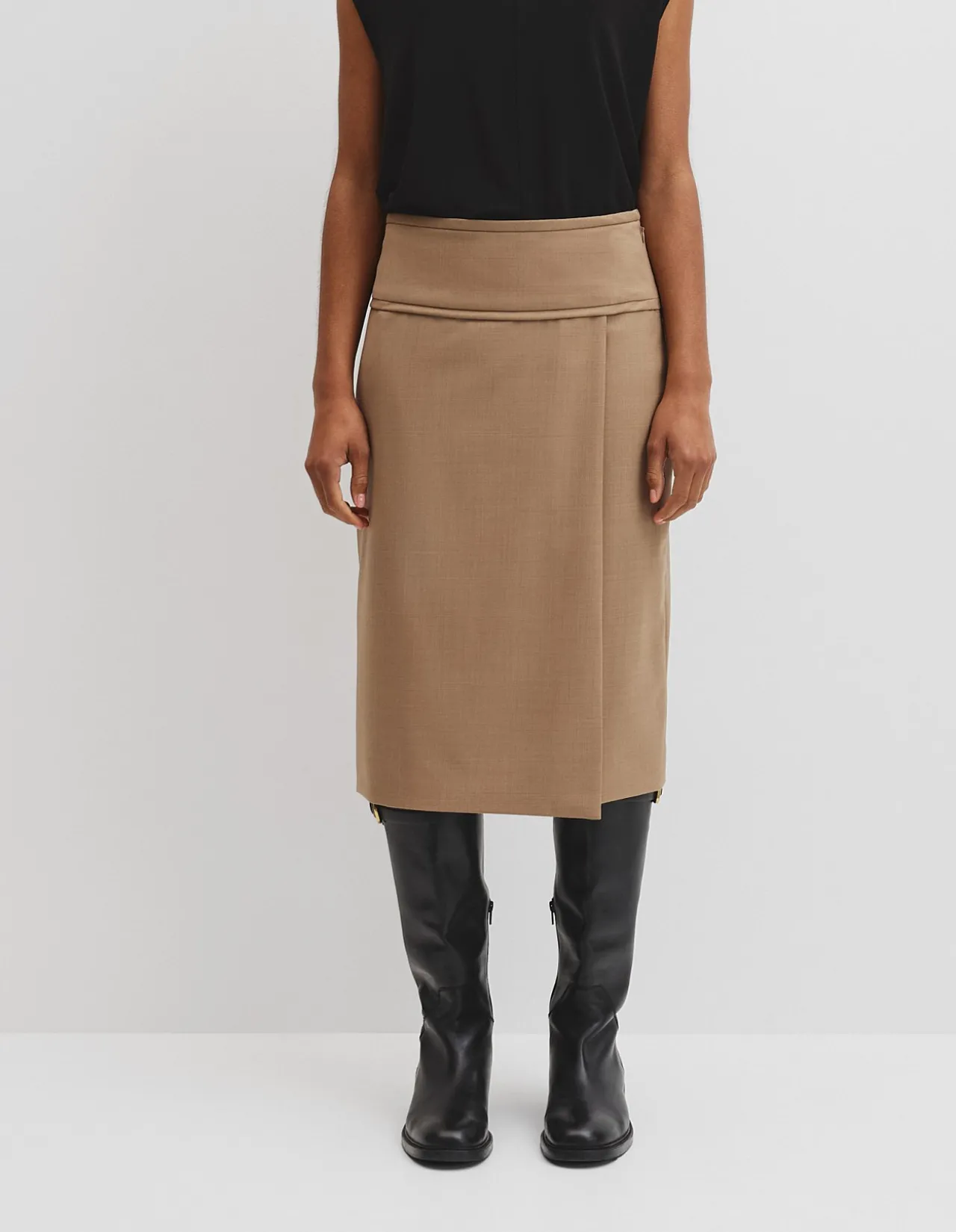Wool Blend Wrap Skirt