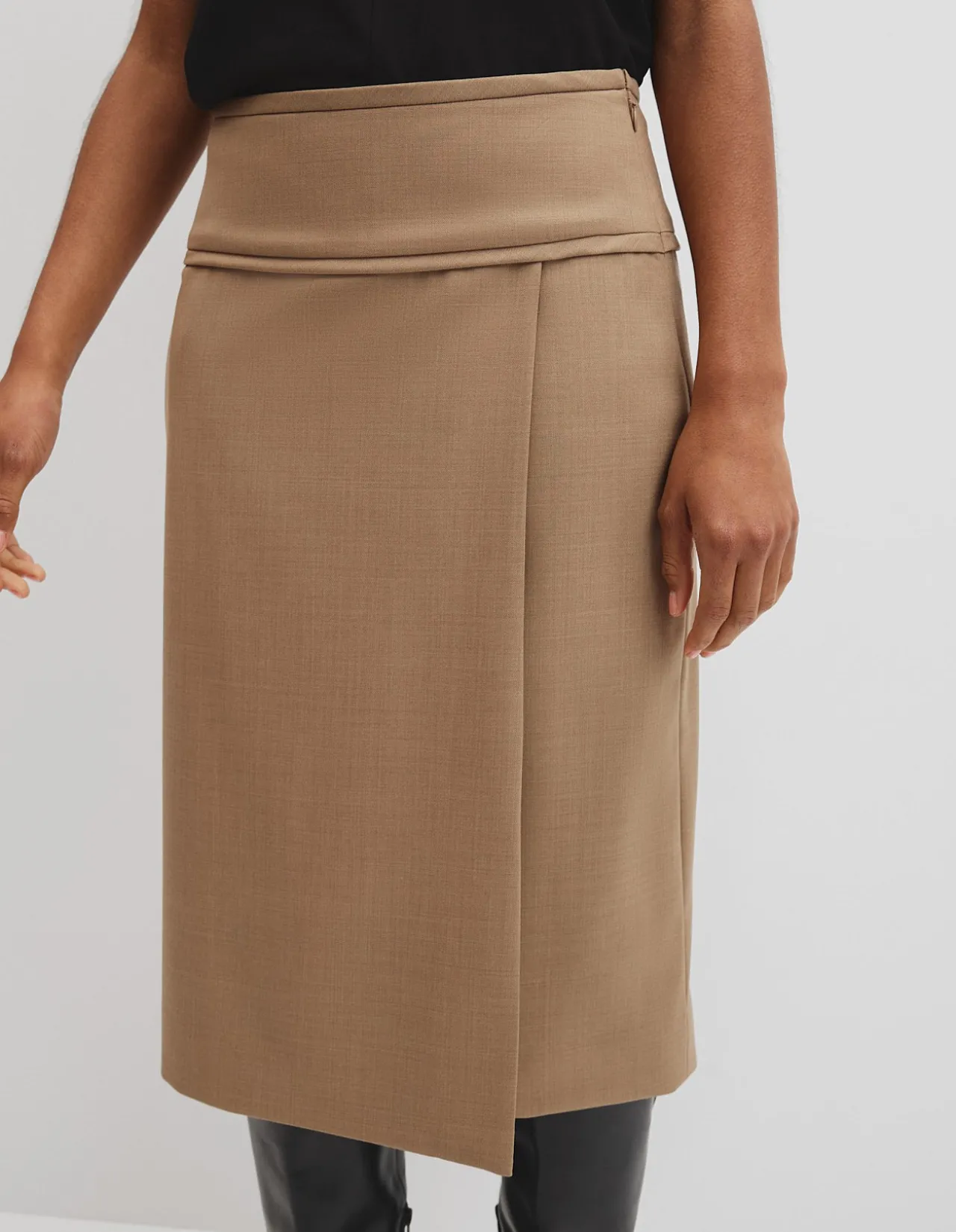 Wool Blend Wrap Skirt