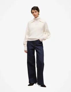 Wool Rib Collared Knit