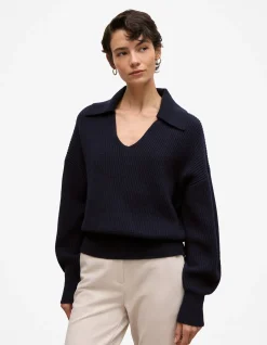 Wool Rib Collared Knit