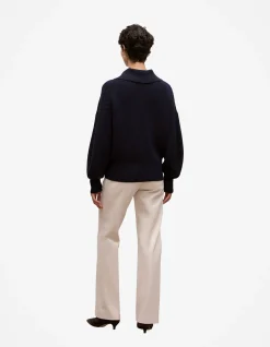 Wool Rib Collared Knit