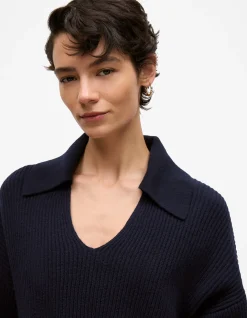 Wool Rib Collared Knit