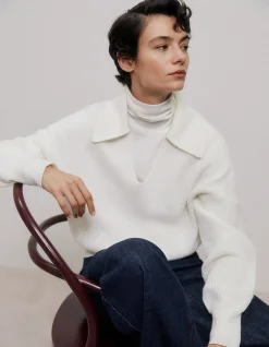 Wool Rib Collared Knit